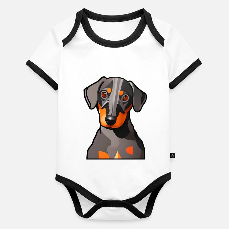 Motif graphique Dachshund Design Body Bébé bio contrasté manches courtes