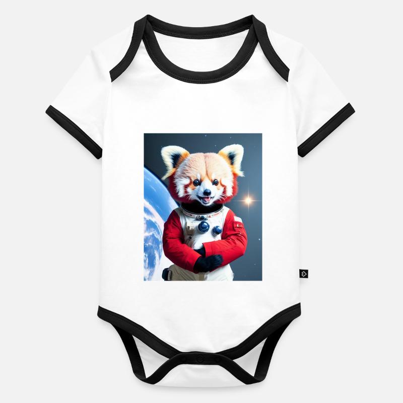 Happy Red Panda Austronaut Organic Baby Contrasting Bodysuit