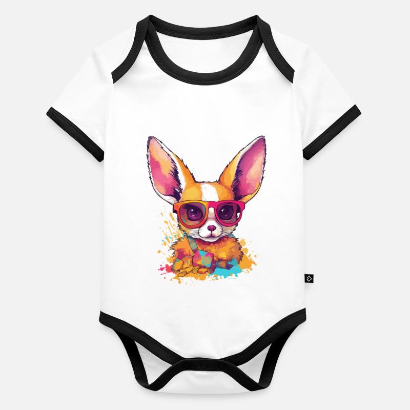 Ali le fennec Body Bébé bio contrasté manches courtes
