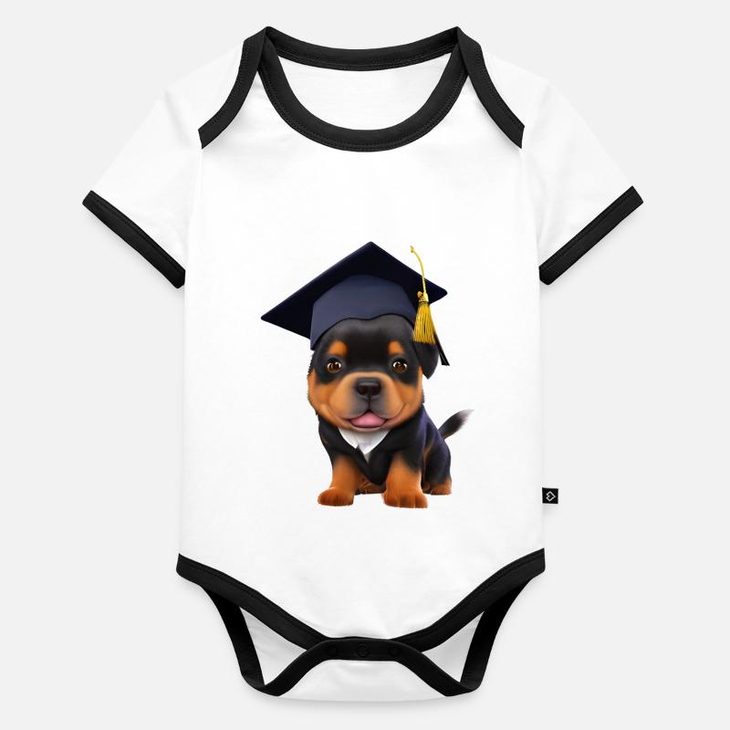 Bachelor Rottweiler Graduation Study Dogs Organic Baby Contrasting Bodysuit