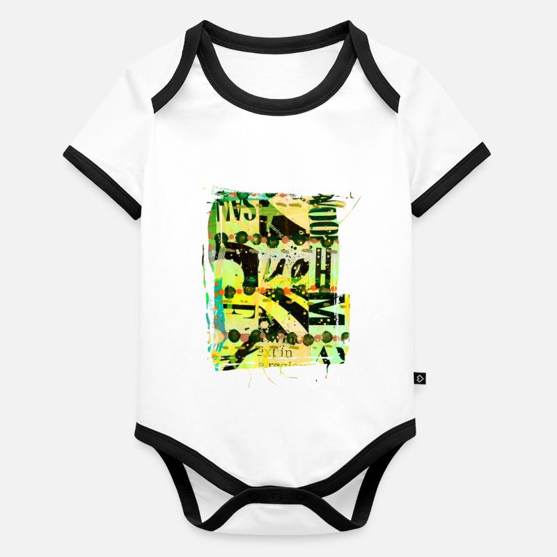 Newspaper Clips Scrapbook Magazines Alphabet Code Organic Baby Contrasting Bodysuit