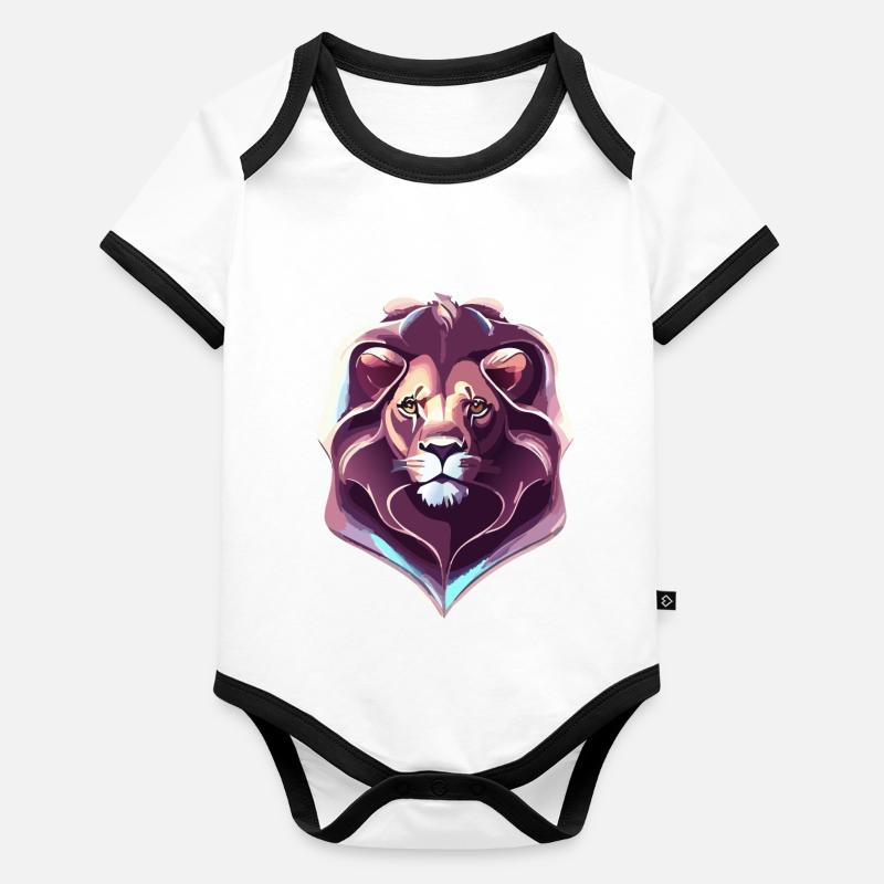 Lion royal chromé Body Bébé bio contrasté manches courtes