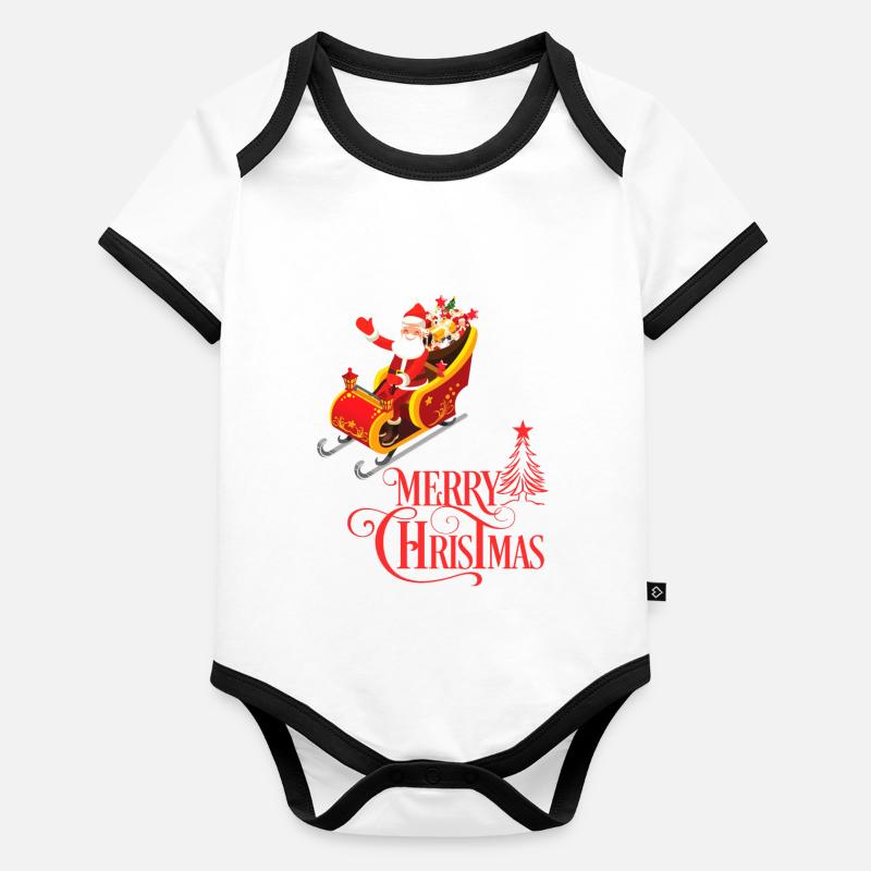 Le Père Noël arrive ! Body Bébé bio contrasté manches courtes