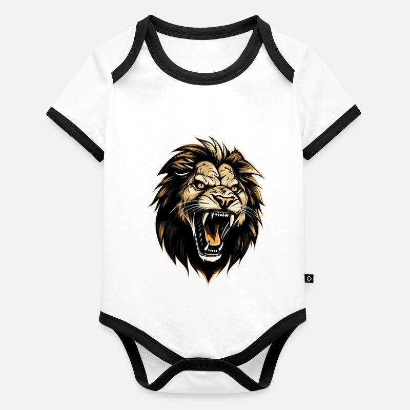 Löwen Logo Baby Bio-Kurzarm-Kontrastbody