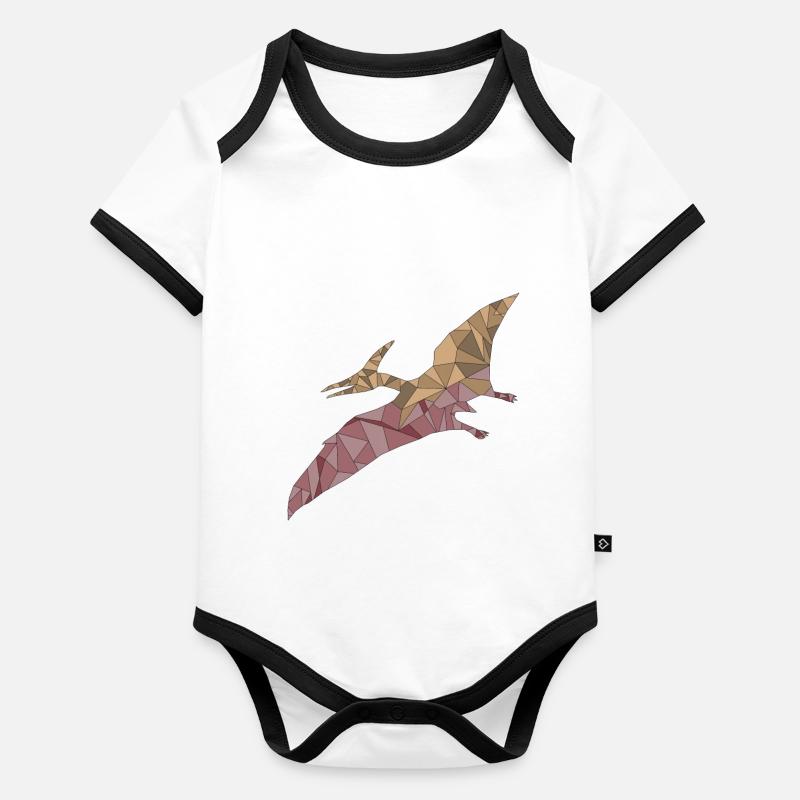 Geometrischer PTERODACTYLUS Baby Bio-Kurzarm-Kontrastbody