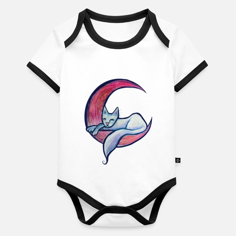 Mond-Katze Baby Bio-Kurzarm-Kontrastbody