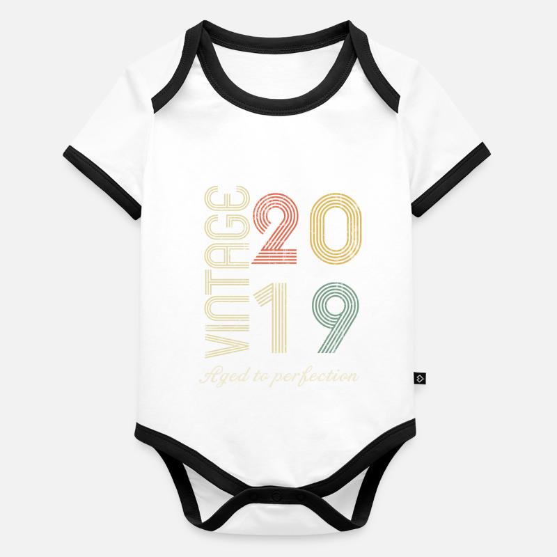 5 Year Anniversary Gift - 2019 Organic Baby Contrasting Bodysuit