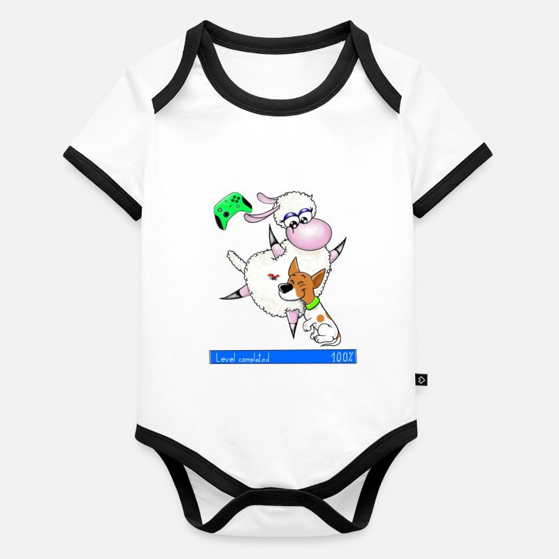 Gaming " Level complete " Wolly Sheepling Baby Bio-Kurzarm-Kontrastbody
