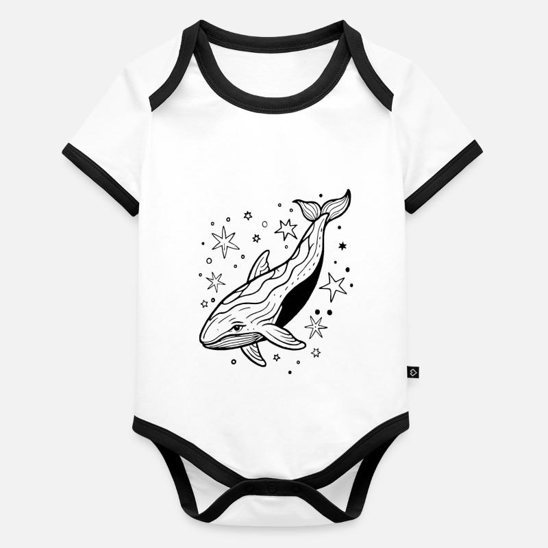 Baleine dans l’espace Body Bébé bio contrasté manches courtes