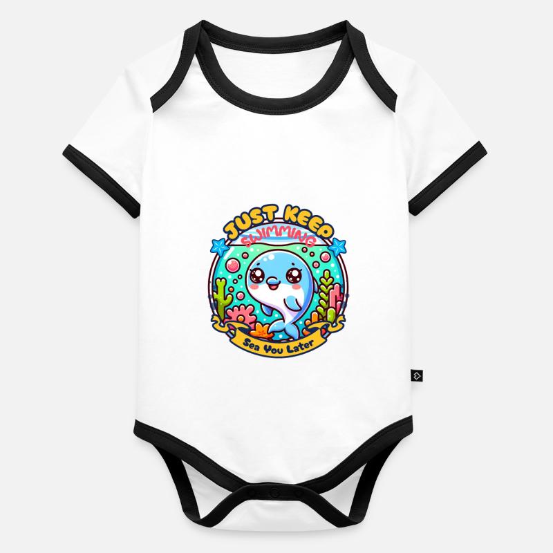 Delfin, Just Keep Swimming Baby Bio-Kurzarm-Kontrastbody