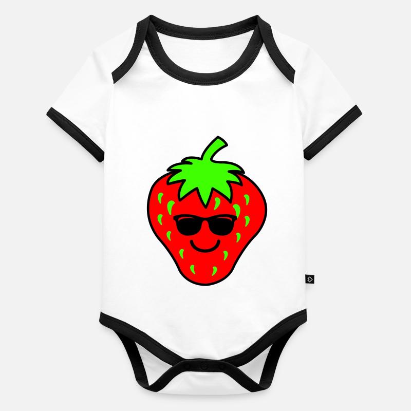 Fraise Fraîche Body Bébé bio contrasté manches courtes