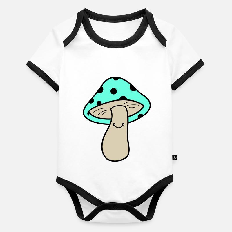 bande dessinée de champignons Body Bébé bio contrasté manches courtes