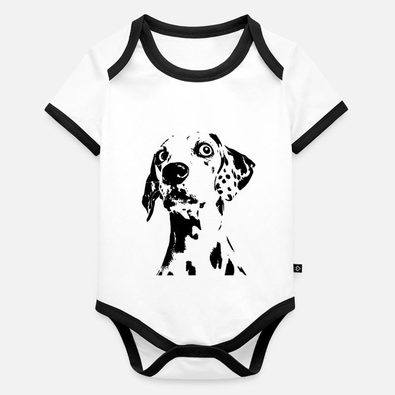 Dalmatiner Hund Baby Bio-Kurzarm-Kontrastbody