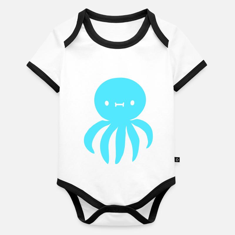 Pieuvre Pieuvre Pieuvre Calmar Mignon Calmar géant Drôle Body Bébé bio contrasté manches courtes