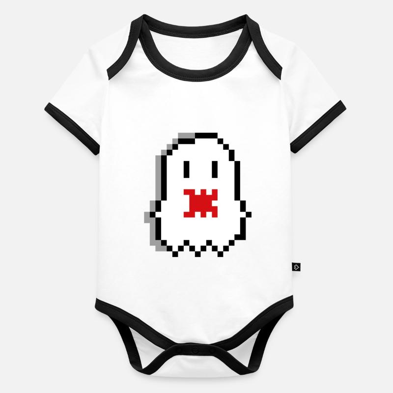 Ghost Pixel Art Body Bébé bio contrasté manches courtes