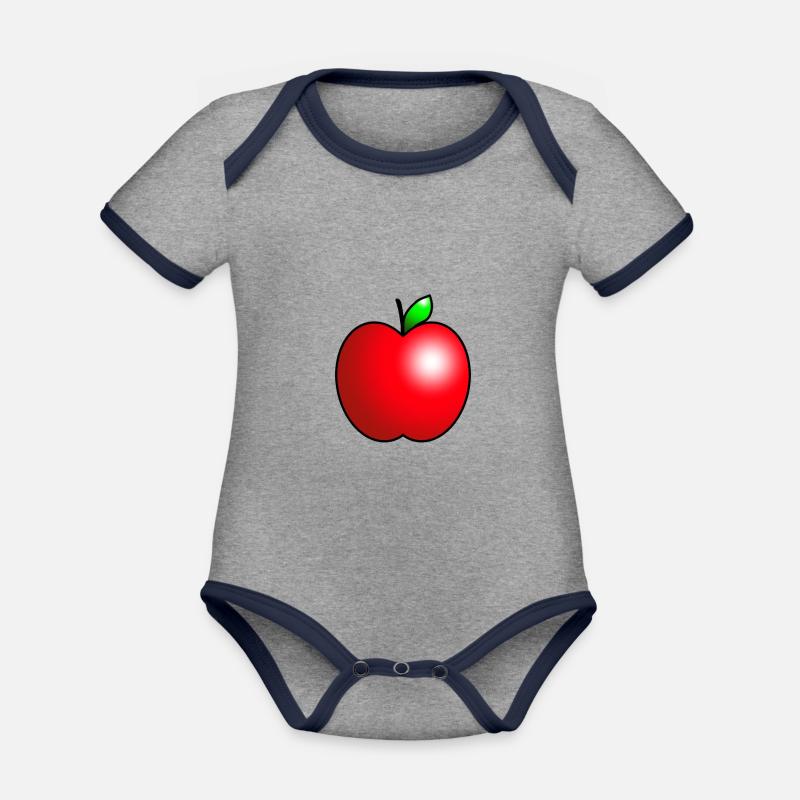 Pomme rouge - Body Bébé bio contrasté manches courtes - gris chiné/bleu marine