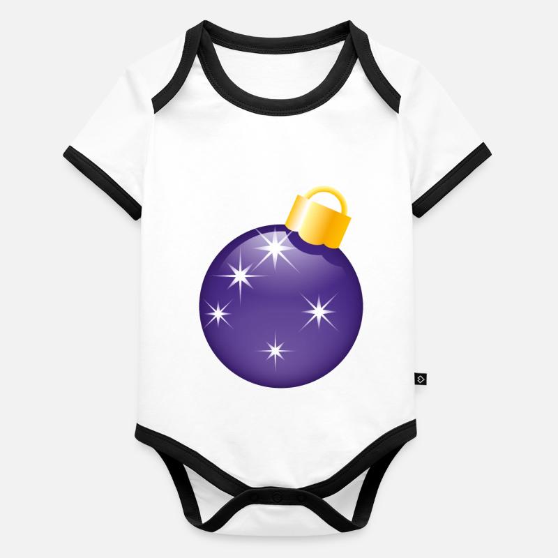 Smiley Christman bauble Body Bébé bio contrasté manches courtes