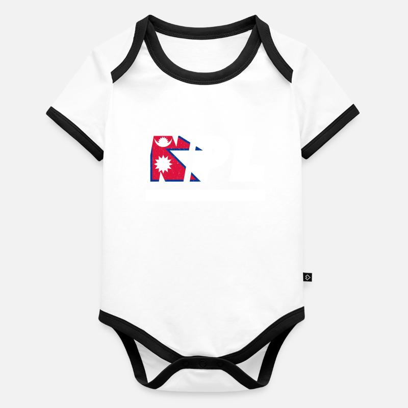 Népal drapeau drapeau NPL Body Bébé bio contrasté manches courtes