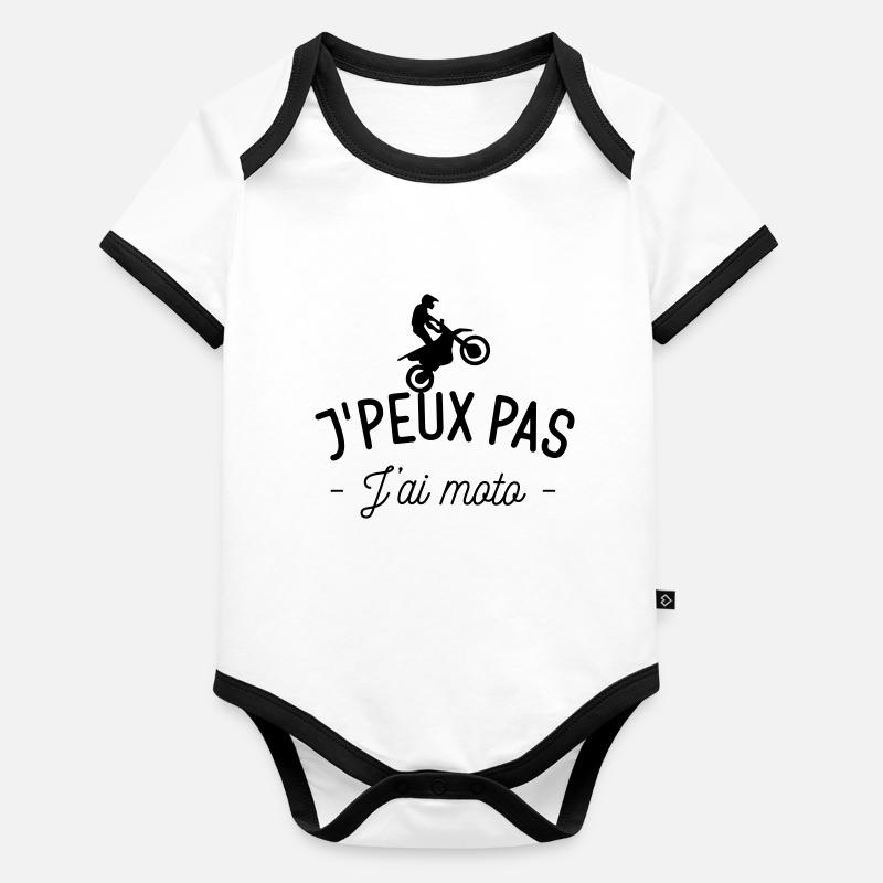 J'peux pas j'ai moto Body Bébé bio contrasté manches courtes
