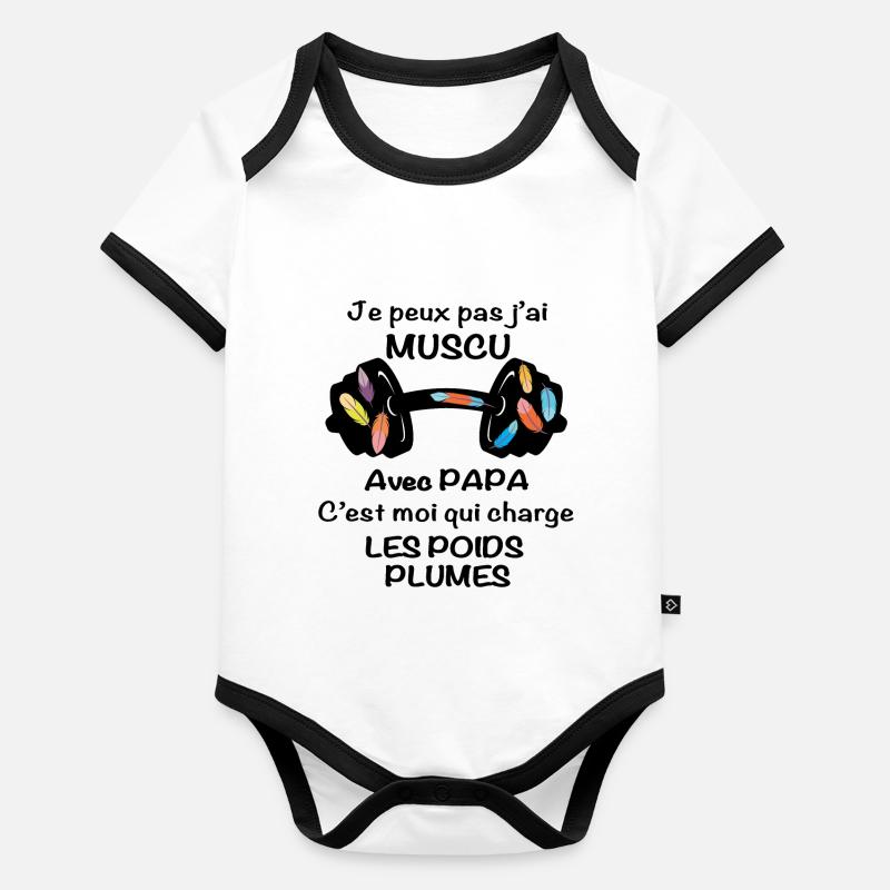 Bébé Musculation plume - Body Bébé bio contrasté manches courtes - undefined