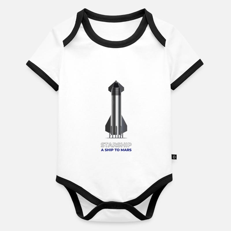 Vaisseau spatial: un vaisseau vers Mars (Spacex) Body Bébé bio contrasté manches courtes
