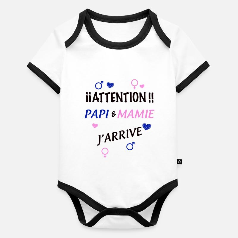 Grenouillère bebe papy mamie Body Bébé bio contrasté manches courtes