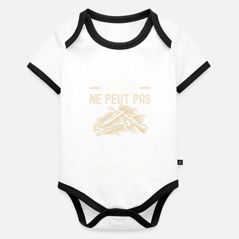 Papa bricoleur Body Bébé bio contrasté manches courtes