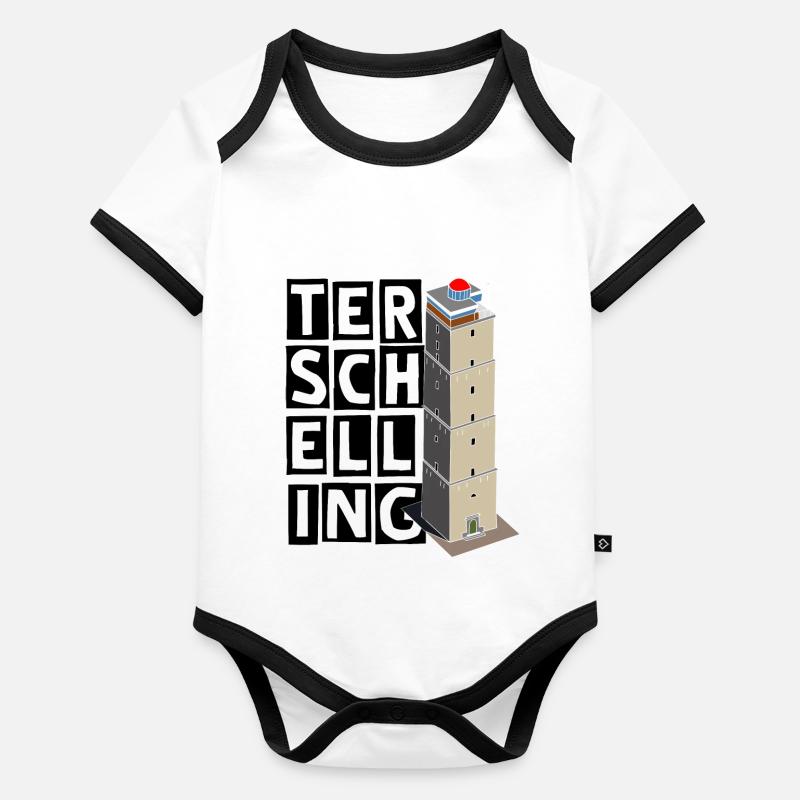 Terschelling Brandaris Noir Body Bébé bio contrasté manches courtes