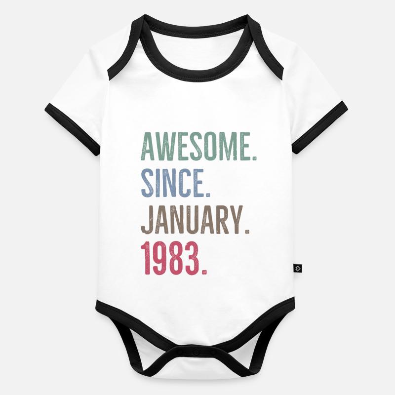 Awesome Since January 1983 Organic Baby Contrasting Bodysuit
