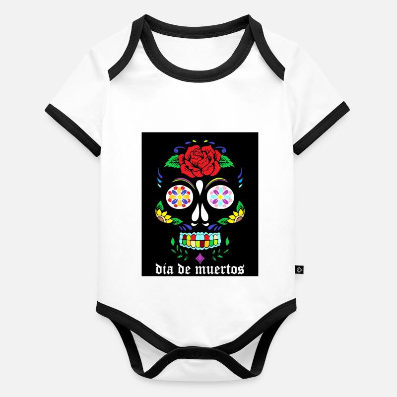 dia de muertos Body Bébé bio contrasté manches courtes