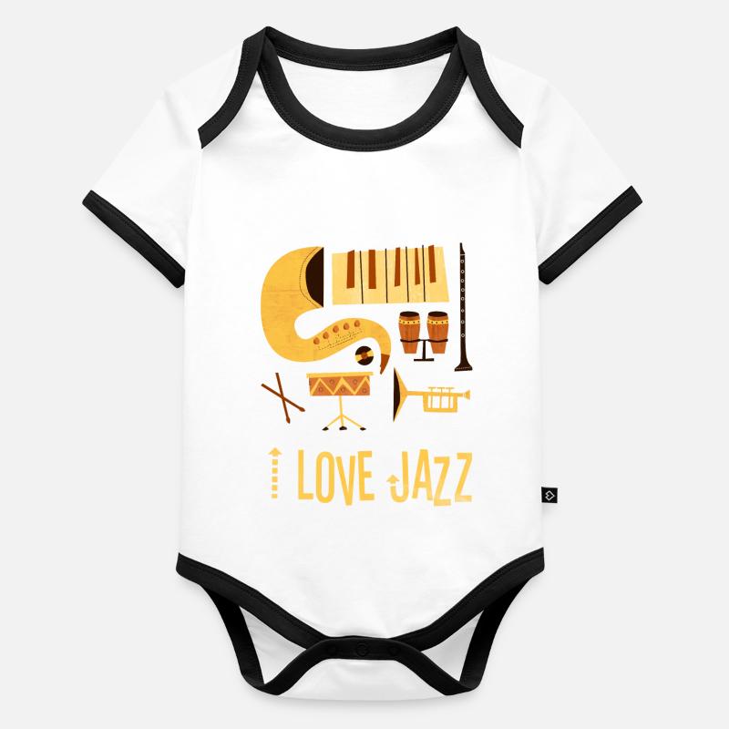 i love jazz instruments Zeichenfläche 1 Baby Bio-Kurzarm-Kontrastbody