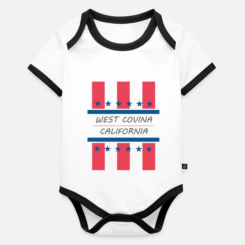 Covina Ouest Body Bébé bio contrasté manches courtes