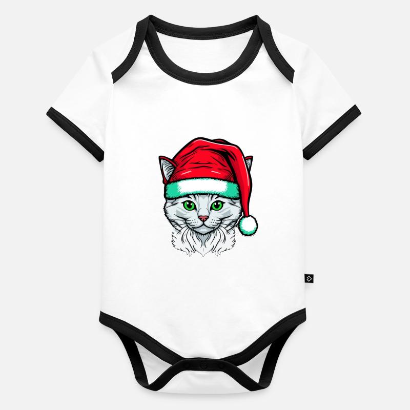 Belle œuvre d’art numérique de chaton d’hiver pour tous Body Bébé bio contrasté manches courtes