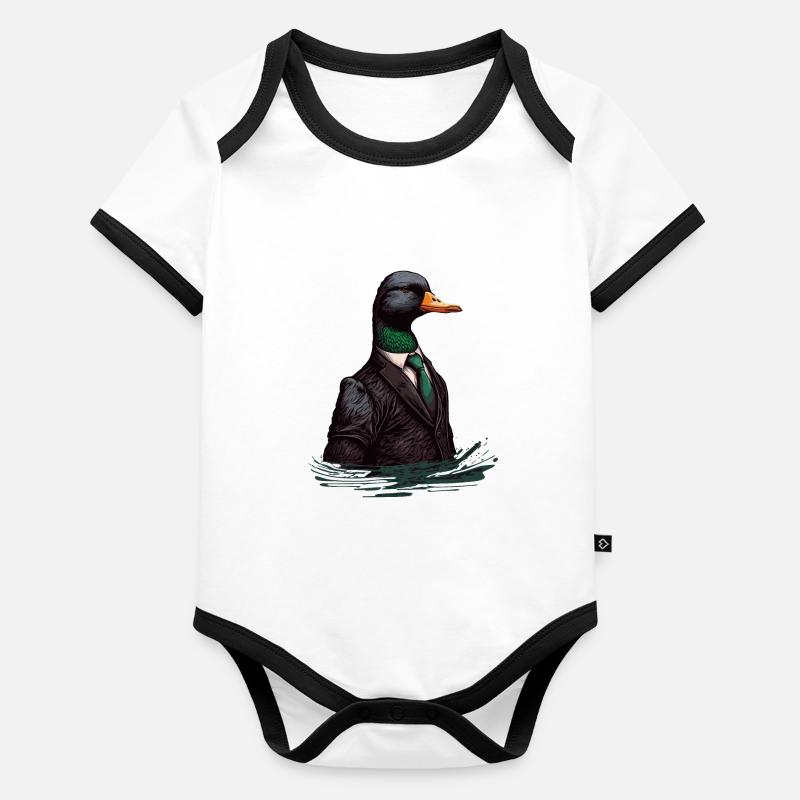 Duck in feather Suit Organic Baby Contrasting Bodysuit