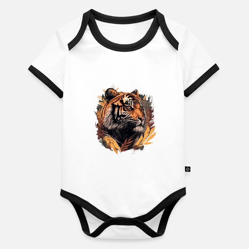 Tiger from India Organic Baby Contrasting Bodysuit