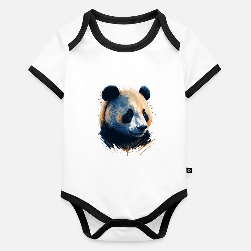 Panda Bear Gift Idea Organic Baby Contrasting Bodysuit