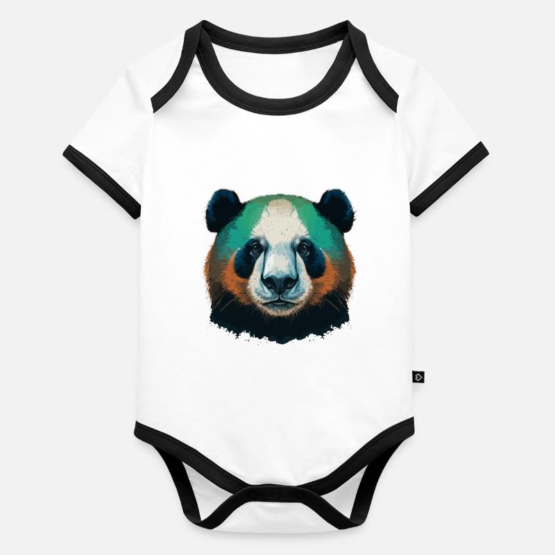 Cadeau Panda Lover Body Bébé bio contrasté manches courtes