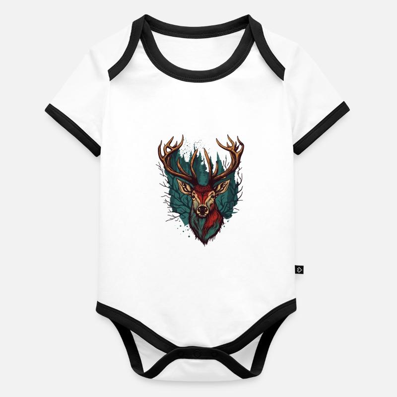 Amoureux du wapiti Body Bébé bio contrasté manches courtes