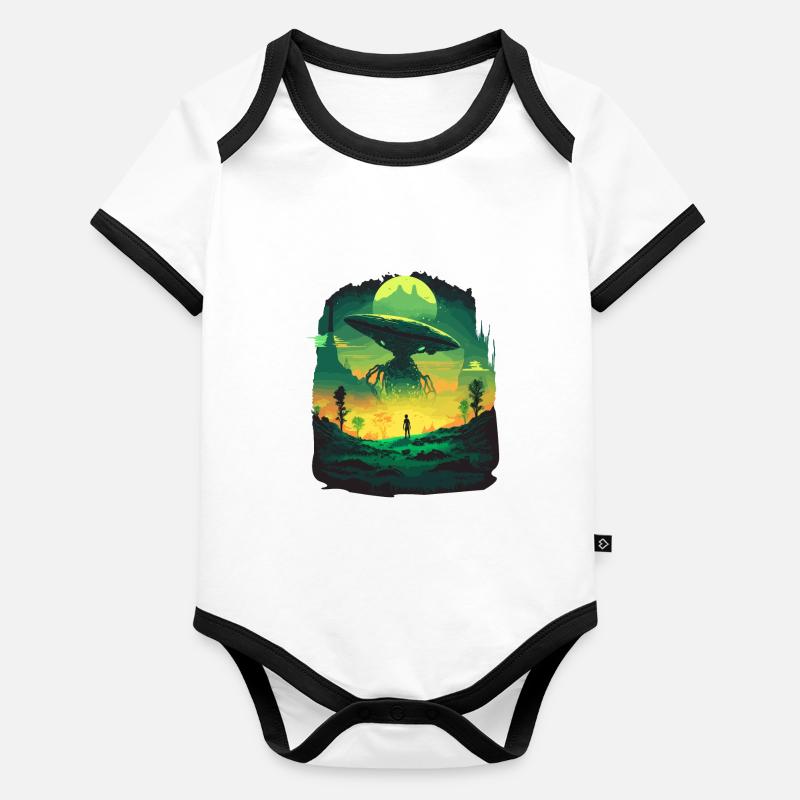 world ufo day Organic Baby Contrasting Bodysuit