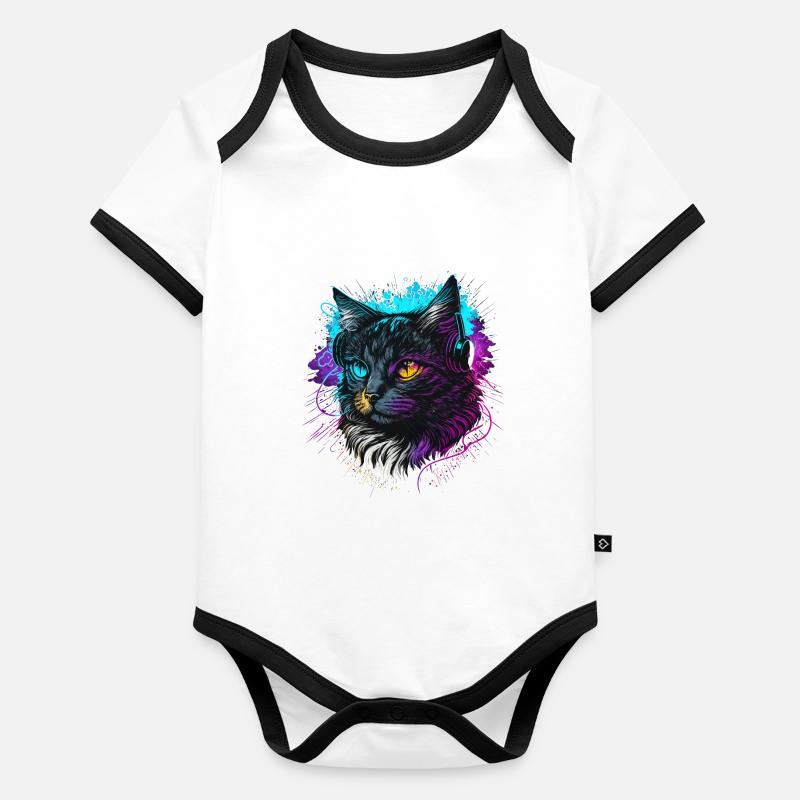 Producteur Chat Body Bébé bio contrasté manches courtes