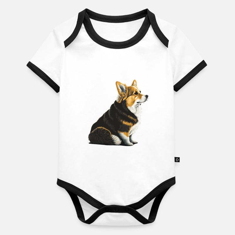 Triste Corgi Body Bébé bio contrasté manches courtes