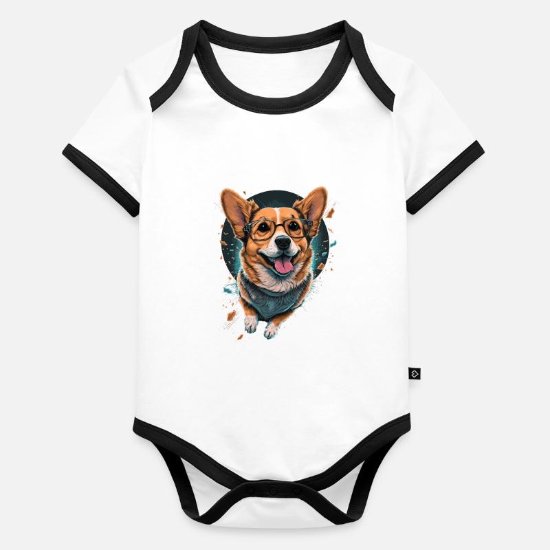 Drôle de Corgi Body Bébé bio contrasté manches courtes