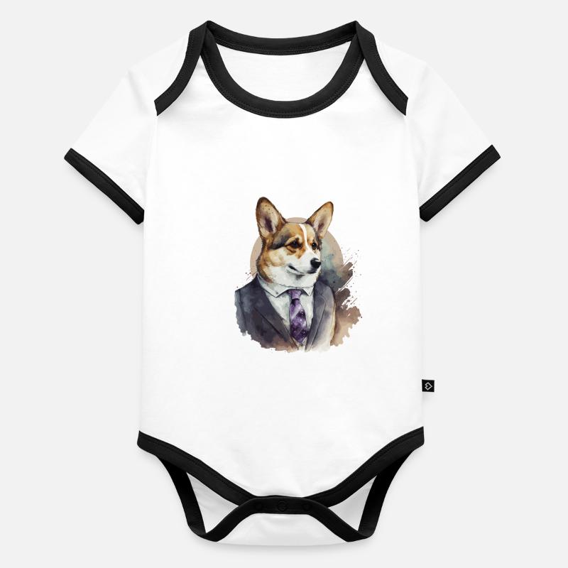 Stilvoller Corgi Baby Bio-Kurzarm-Kontrastbody