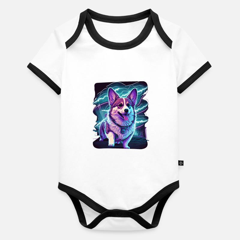 Electric Style Corgi Organic Baby Contrasting Bodysuit