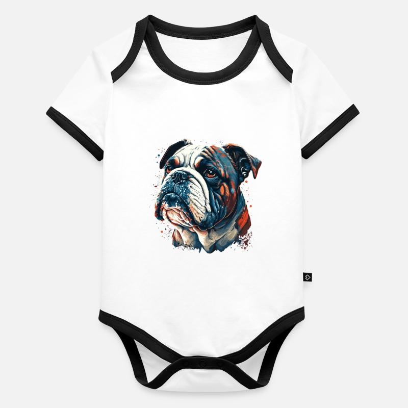 Bulldog Sad Face Organic Baby Contrasting Bodysuit