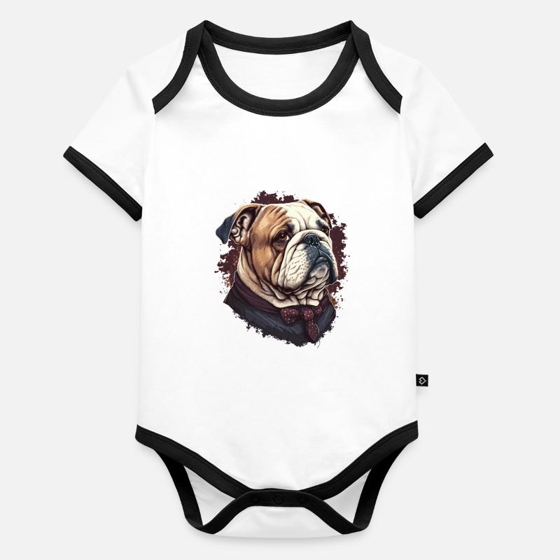 Bouledogue élégant Body Bébé bio contrasté manches courtes