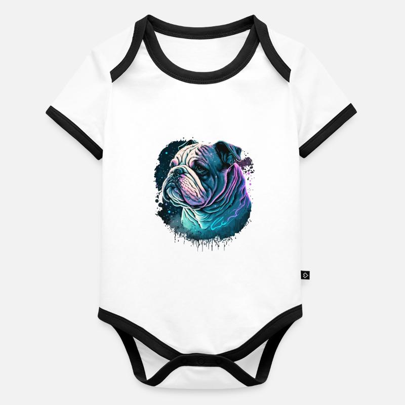 Daydreaming Bulldog Organic Baby Contrasting Bodysuit