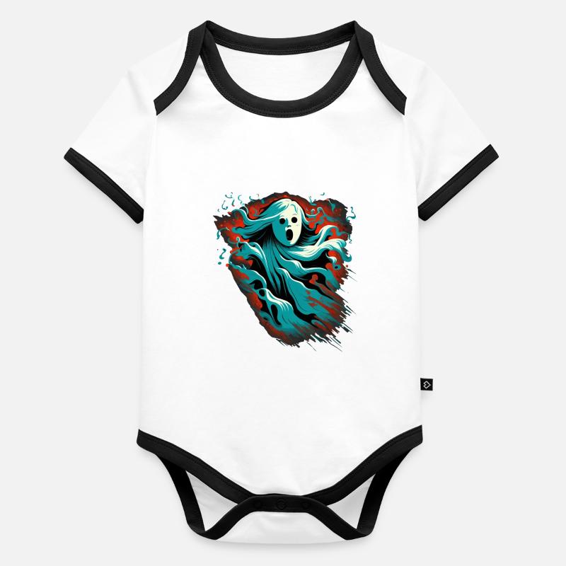 Dame fantôme Body Bébé bio contrasté manches courtes