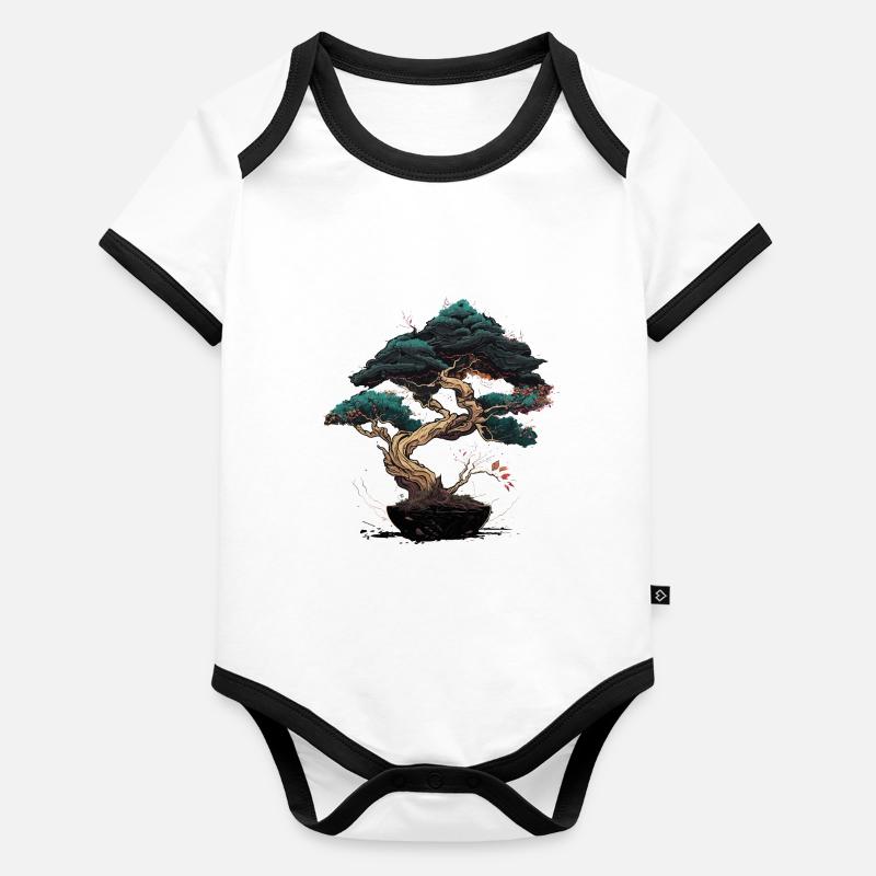 Bonsaï de forme irrégulière Body Bébé bio contrasté manches courtes