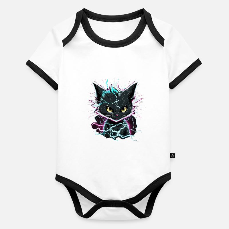 Chat de puissance Body Bébé bio contrasté manches courtes